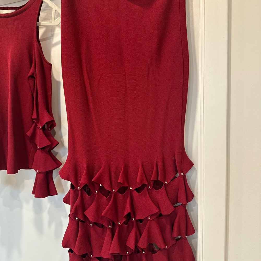 Jonathan Simkhai Red Ruffled Skirt Set - Picture 4 of 12